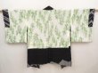 Photo7: 6603T08z600  Japanese Kimono Silk SHIBORI HAORI Wave Black (7)
