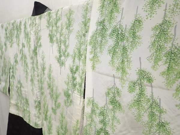 Photo8: 6603T08z600  Japanese Kimono Silk SHIBORI HAORI Wave Black (8)