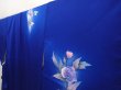 Photo2: 6603T10z910  Japanese Kimono Silk TSUKESAGE Flower Royal blue (2)