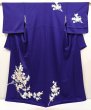 Photo1: 6603T11z890  Japanese Kimono Silk TSUKESAGE Bird Dark lavender blue (1)