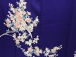 Photo8: 6603T11z890  Japanese Kimono Silk TSUKESAGE Bird Dark lavender blue (8)