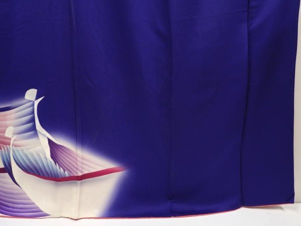 Photo7: 6603T12z930  Japanese Kimono Silk TSUKESAGE Bird Dark lavender blue (7)