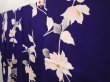 Photo2: 6603T13z640 Antique Japanese Kimono Silk KOMON Flower Dark lavender blue (2)