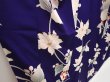 Photo3: 6603T13z640 Antique Japanese Kimono Silk KOMON Flower Dark lavender blue (3)