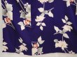 Photo4: 6603T13z640 Antique Japanese Kimono Silk KOMON Flower Dark lavender blue (4)