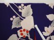 Photo7: 6603T13z640 Antique Japanese Kimono Silk KOMON Flower Dark lavender blue (7)