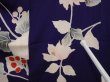 Photo8: 6603T13z640 Antique Japanese Kimono Silk KOMON Flower Dark lavender blue (8)