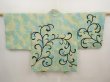 Photo1: 6604T01z590 Vintage Japanese Kimono Silk SHIBORI HAORI Apple Green (1)
