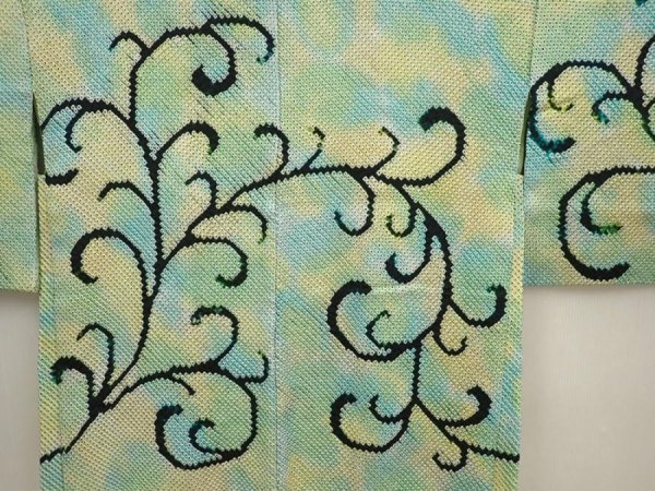 Photo3: 6604T01z590 Vintage Japanese Kimono Silk SHIBORI HAORI Apple Green (3)