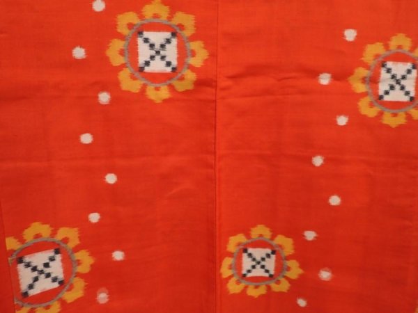 Photo3: 6604T02z330 Vintage Japanese Kimono Silk MEISEN HAORI  Tomato red (3)