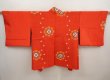 Photo8: 6604T02z330 Vintage Japanese Kimono Silk MEISEN HAORI  Tomato red (8)