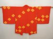 Photo1: 6604T03z630 Vintage Japanese Kimono Silk HAORI  Orange-Red (1)