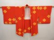 Photo5: 6604T03z630 Vintage Japanese Kimono Silk HAORI  Orange-Red (5)