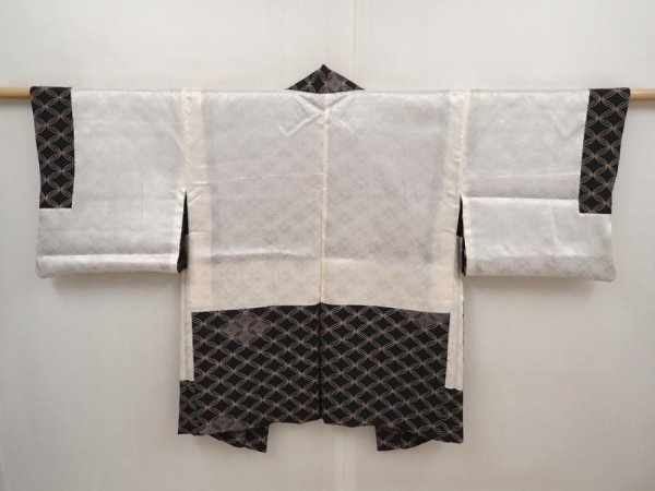 Photo6: 6604T05z510 Vintage Japanese Kimono Silk HAORI Shippo Black (6)