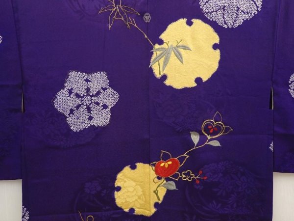 Photo3: 6604T07z430 Vintage Japanese Kimono Silk HAORI Tachibana Dark lavender (3)