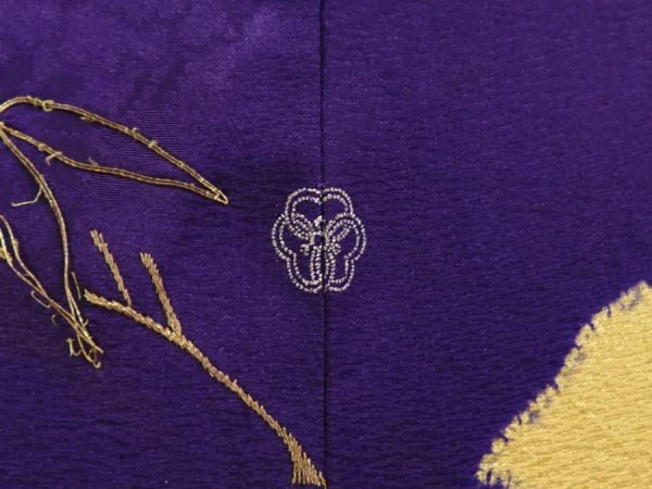 Photo5: 6604T07z430 Vintage Japanese Kimono Silk HAORI Tachibana Dark lavender (5)