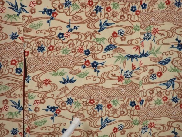 Photo5: 6604T08z560 Vintage Japanese Kimono Silk HAORI Plum blossom Champagne (5)