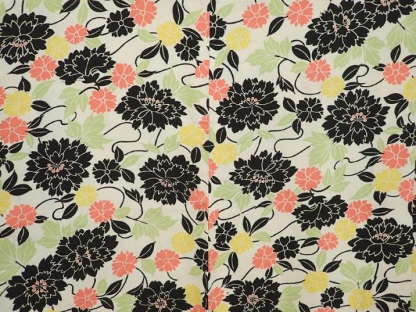 Photo3: 6604T10z620 Vintage Japanese Kimono Silk HAORI Flowers Off-white (3)