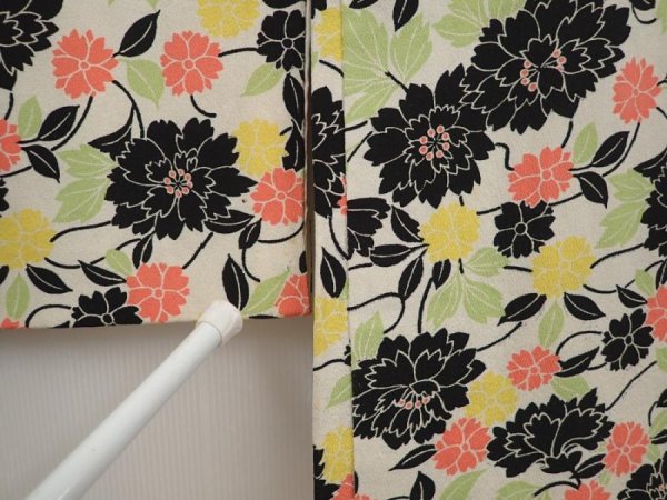 Photo5: 6604T10z620 Vintage Japanese Kimono Silk HAORI Flowers Off-white (5)