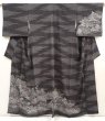 Photo1: 6604T11z1050  Japanese Kimono Silk TSUKESAGE Temple Black (1)