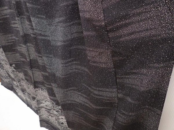 Photo4: 6604T11z1050  Japanese Kimono Silk TSUKESAGE Temple Black (4)