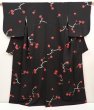 Photo1: 6604T12z1120  Japanese Kimono Silk KOMON Plum blossom Black (1)