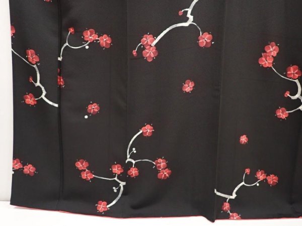 Photo4: 6604T12z1120  Japanese Kimono Silk KOMON Plum blossom Black (4)