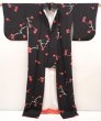 Photo8: 6604T12z1120  Japanese Kimono Silk KOMON Plum blossom Black (8)