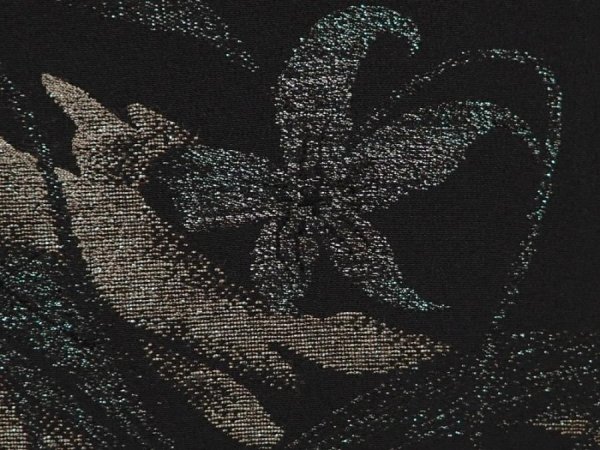 Photo4: 6605T01z500 Vintage Japanese Kimono Silk HAORI Flower Black (4)