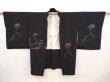 Photo7: 6605T01z500 Vintage Japanese Kimono Silk HAORI Flower Black (7)