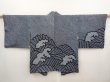 Photo1: 6605T02z410 Vintage Japanese Kimono Silk SHIBORI HAORI Wave Dark navy (1)