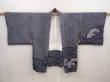 Photo5: 6605T02z410 Vintage Japanese Kimono Silk SHIBORI HAORI Wave Dark navy (5)