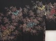 Photo3: 6605T03z570 Vintage Japanese Kimono Silk HAORI Flower Black (3)