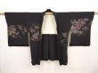 Photo6: 6605T03z570 Vintage Japanese Kimono Silk HAORI Flower Black (6)