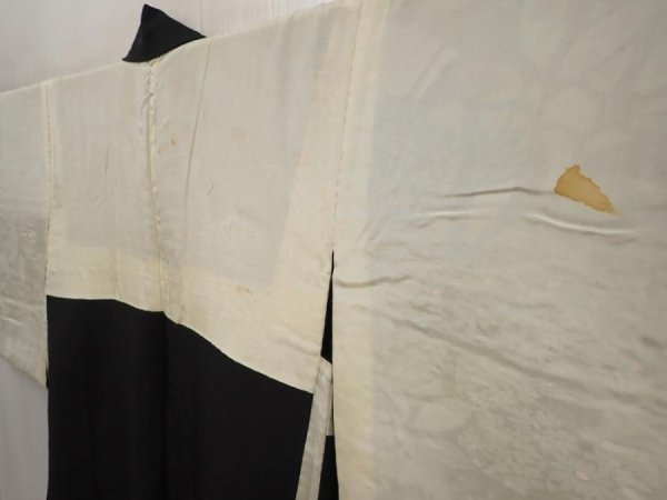 Photo8: 6605T03z570 Vintage Japanese Kimono Silk HAORI Flower Black (8)