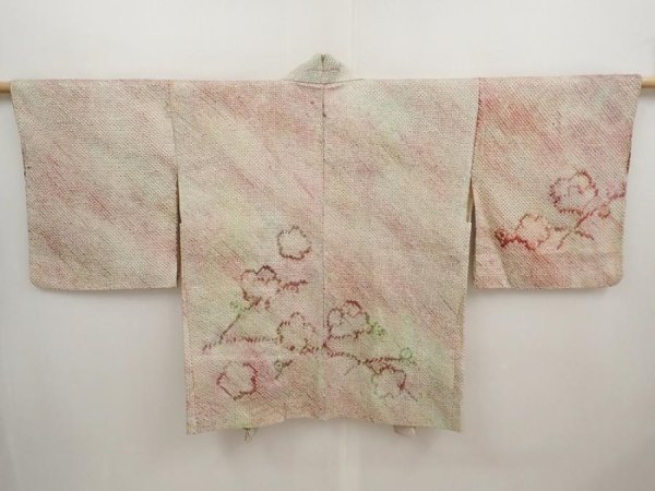 Photo1: 6605T04z410 Vintage Japanese Kimono Silk SHIBORI HAORI Plum blossom (1)