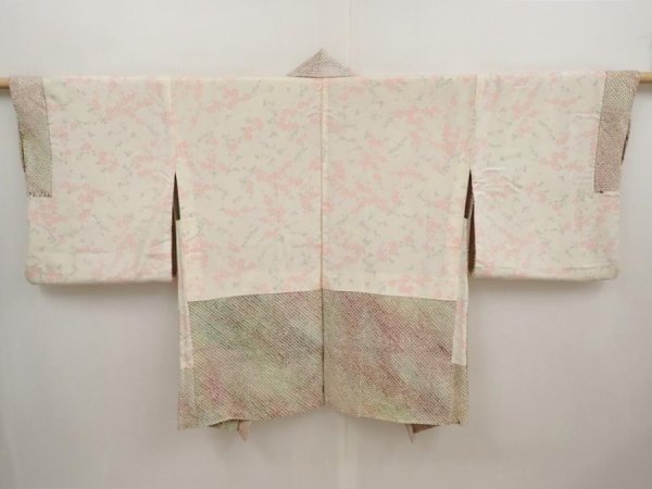 Photo6: 6605T04z410 Vintage Japanese Kimono Silk SHIBORI HAORI Plum blossom (6)