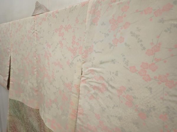 Photo7: 6605T04z410 Vintage Japanese Kimono Silk SHIBORI HAORI Plum blossom (7)
