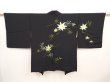 Photo1: 6605T05z540 Vintage Japanese Kimono Silk HAORI Maple Black (1)