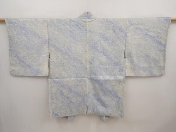 Photo1: 6605T06z440 Vintage Japanese Kimono Silk SHIBORI HAORI  Blue (1)