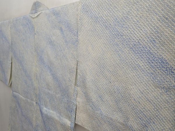 Photo2: 6605T06z440 Vintage Japanese Kimono Silk SHIBORI HAORI  Blue (2)
