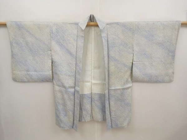 Photo6: 6605T06z440 Vintage Japanese Kimono Silk SHIBORI HAORI  Blue (6)