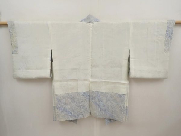 Photo8: 6605T06z440 Vintage Japanese Kimono Silk SHIBORI HAORI  Blue (8)