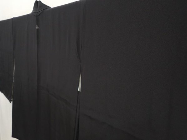 Photo2: 6605T07z550 Vintage Japanese Kimono Silk HAORI Plain Black (2)