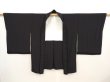 Photo6: 6605T07z550 Vintage Japanese Kimono Silk HAORI Plain Black (6)
