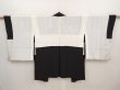 Photo7: 6605T07z550 Vintage Japanese Kimono Silk HAORI Plain Black (7)