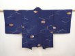 Photo1: 6605T08z540 Vintage Japanese Kimono Silk HAORI Chrysanthemum Navy (1)