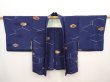 Photo5: 6605T08z540 Vintage Japanese Kimono Silk HAORI Chrysanthemum Navy (5)