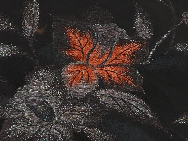 Photo4: 6605T09z680 Vintage Japanese Kimono Silk HAORI Flower Black (4)