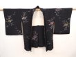 Photo6: 6605T09z680 Vintage Japanese Kimono Silk HAORI Flower Black (6)